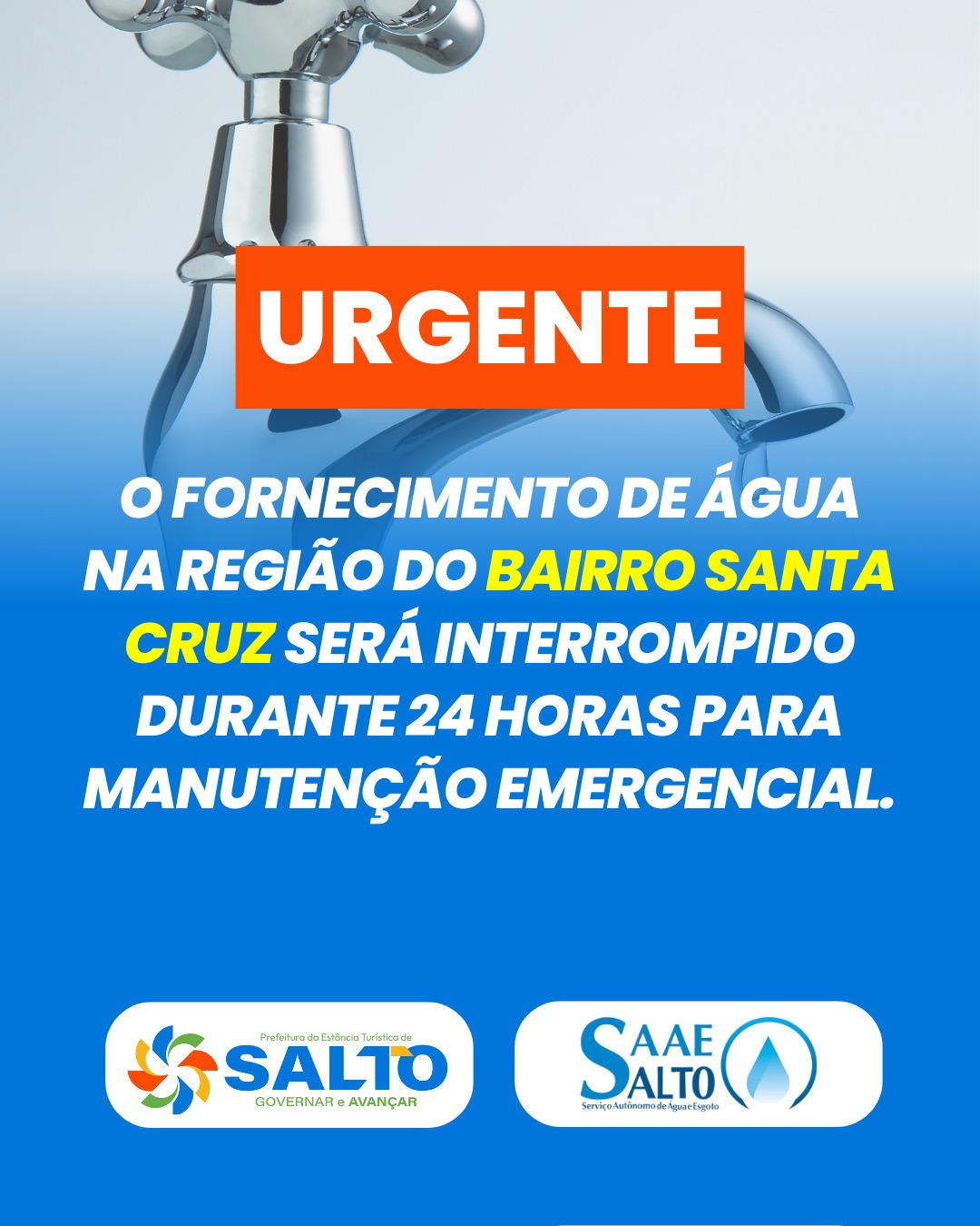 Leia mais sobre o artigo ATENÇÃO: Informe importante aos moradores da região do Jardim Santa Cruz