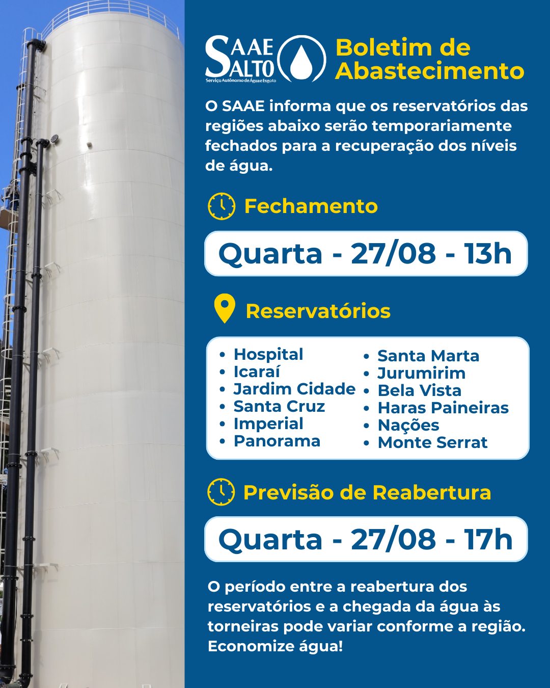 Leia mais sobre o artigo BOLETIM INFORMATIVO SOBRE O ABASTECIMENTO – 27/08/2025