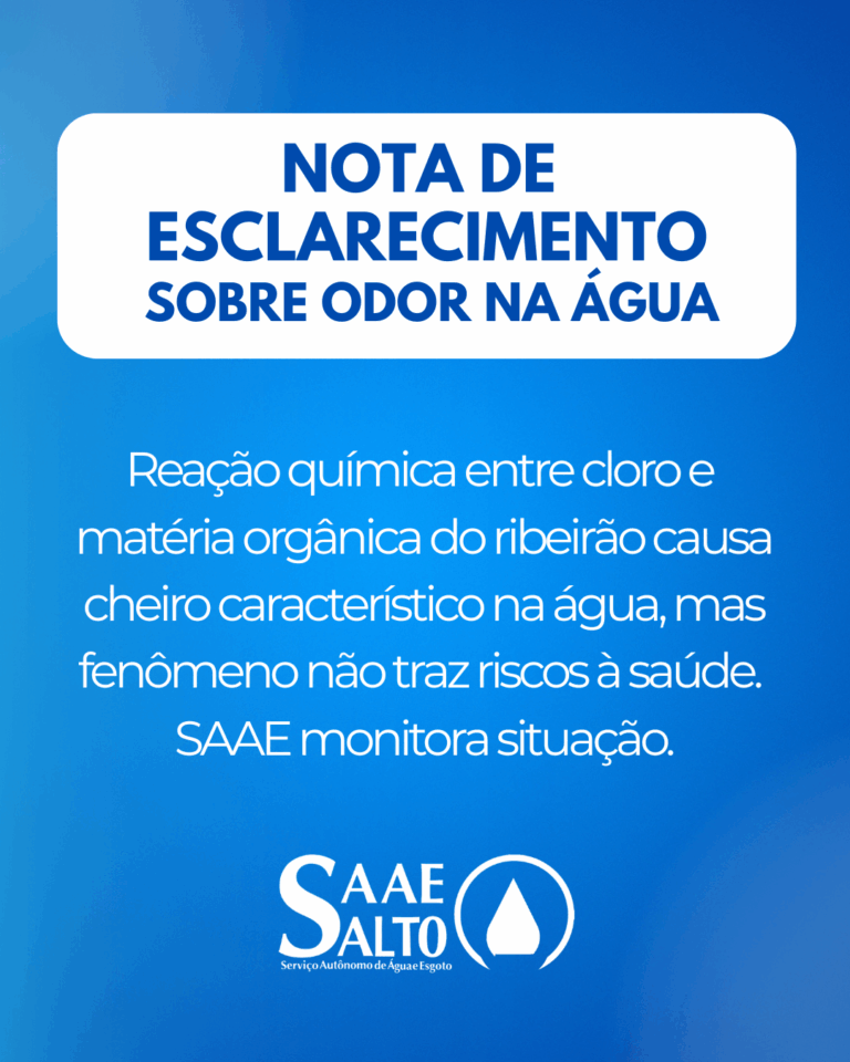 Leia mais sobre o artigo NOTA DE ESCLARECIMENTO – Odor na água