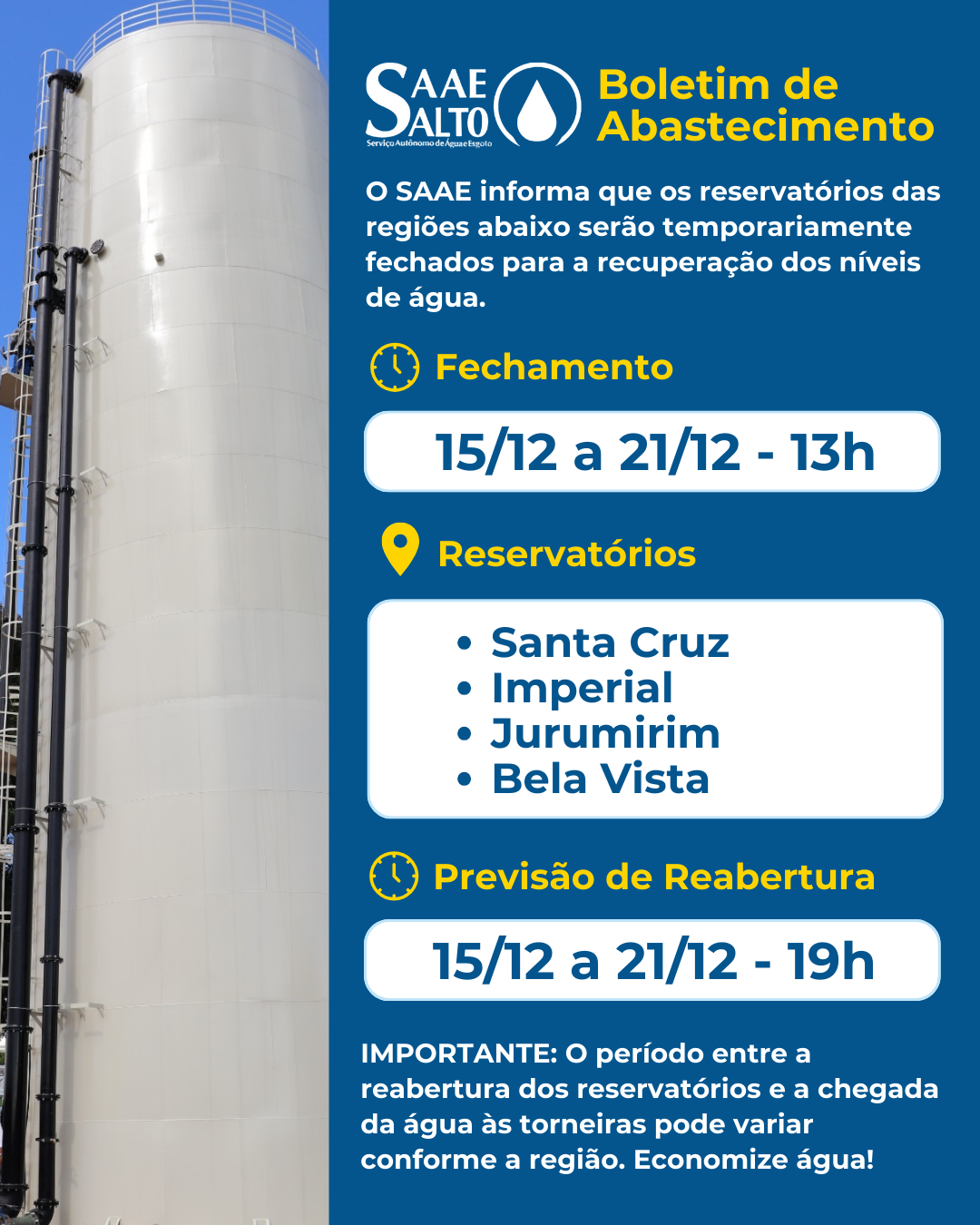 Leia mais sobre o artigo BOLETIM DE ABASTECIMENTO – 15 DE DEZEMBRO A 21 DE DEZEMBRO