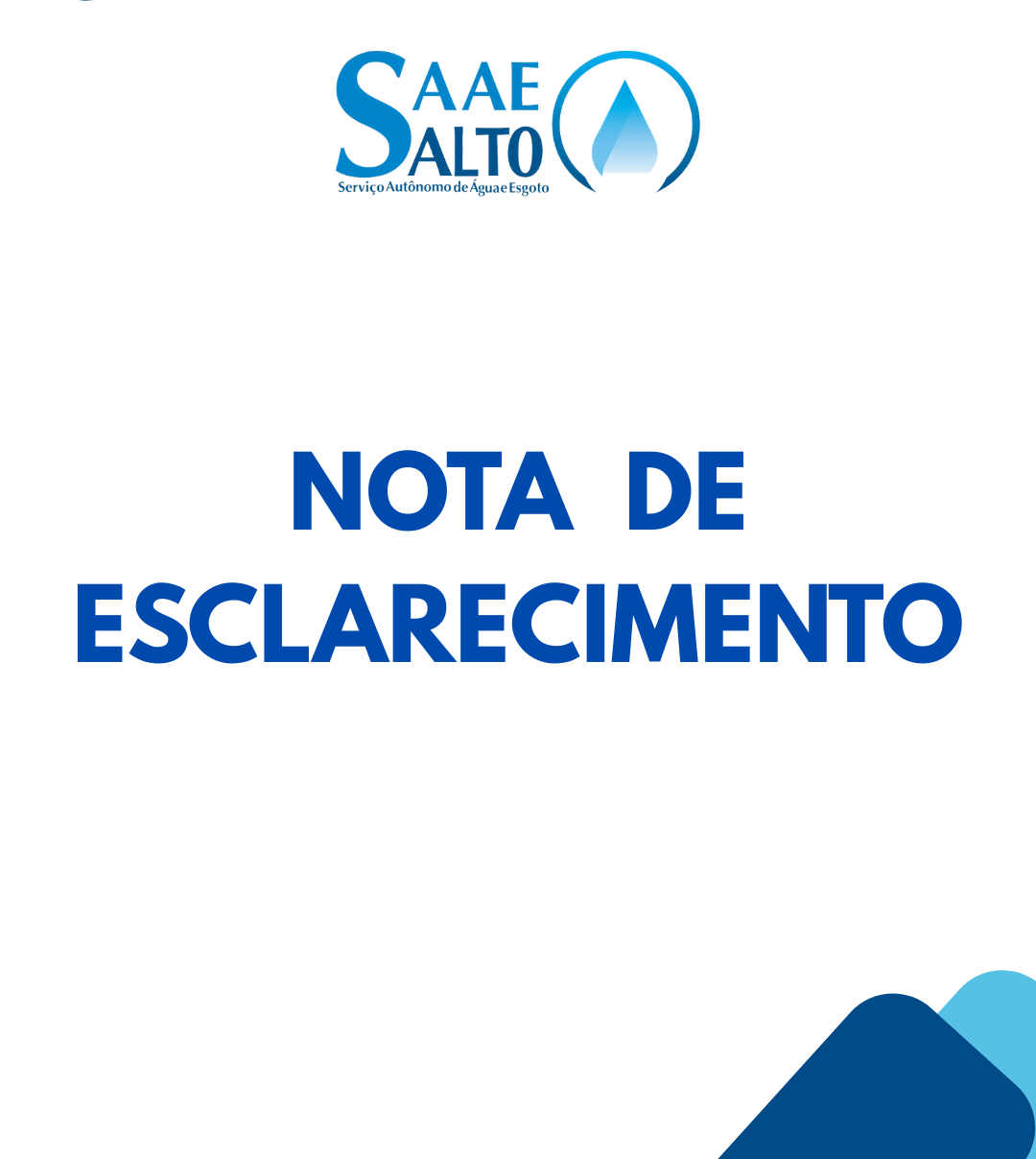 Leia mais sobre o artigo NOTA DE ESCLARECIMENTO: Bombas de abastecimento de água